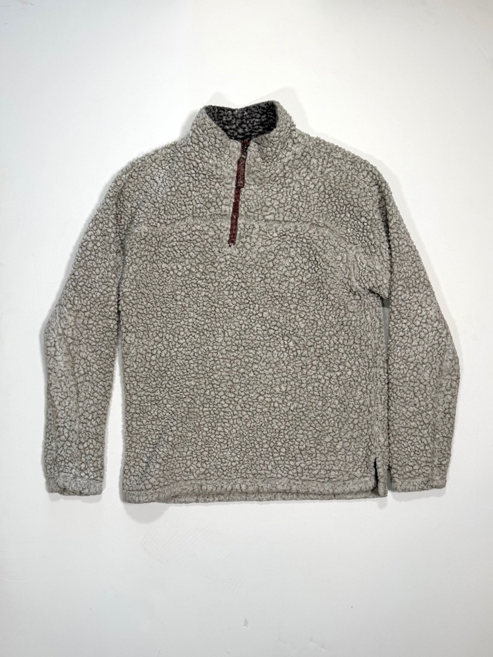 True Grit Frosty Tipped Sherpa Fleece 1/4 Zip Pullover Jacket - Gray/Cream Size